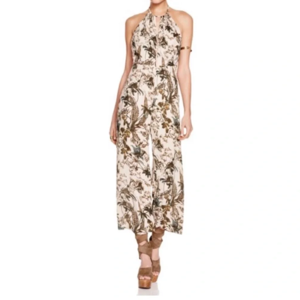 Free People Twisted Halter Floral Print Jumpsuit Size 2